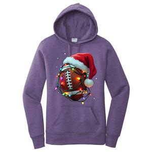 Santa Sports Christmas Football Player Women's Pullover Hoodie