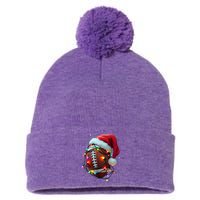 Santa Sports Christmas Football Player Pom Pom 12in Knit Beanie