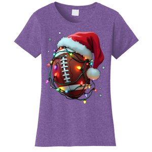 Santa Sports Christmas Football Player Women's T-Shirt