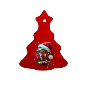 Santa Sports Christmas Football Player Ceramic Tree Ornament