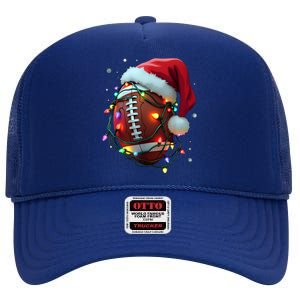 Santa Sports Christmas Football Player High Crown Mesh Back Trucker Hat