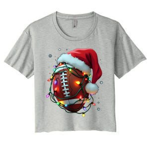 Santa Sports Christmas Football Player Women's Crop Top Tee