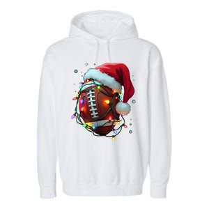 Santa Sports Christmas Football Player Garment-Dyed Fleece Hoodie