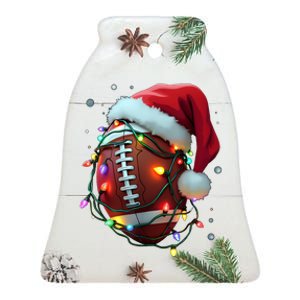 Santa Sports Christmas Football Player Ceramic Bell Ornament