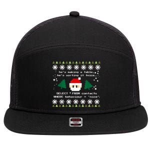 SQL Santa Claus Database Clause Developer Code DB Programmer 7 Panel Mesh Trucker Snapback Hat