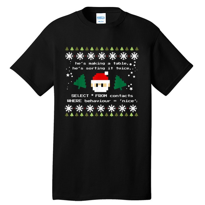 SQL Santa Claus Database Clause Developer Code DB Programmer Tall T-Shirt