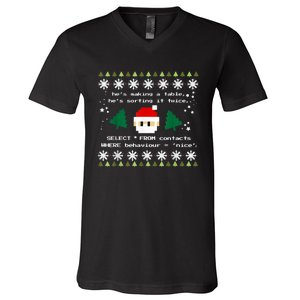 SQL Santa Claus Database Clause Developer Code DB Programmer V-Neck T-Shirt