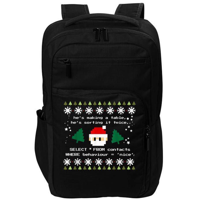 SQL Santa Claus Database Clause Developer Code DB Programmer Impact Tech Backpack