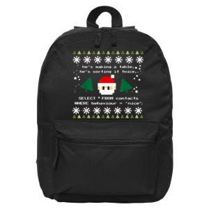 SQL Santa Claus Database Clause Developer Code DB Programmer 16 in Basic Backpack