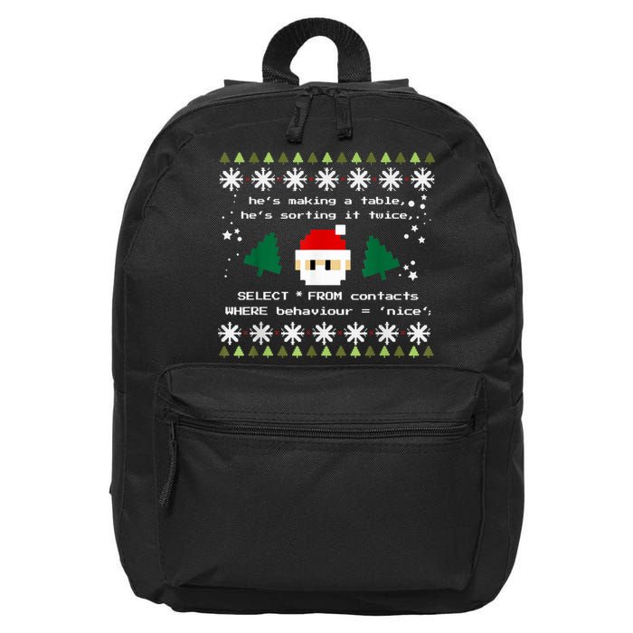 SQL Santa Claus Database Clause Developer Code DB Programmer 16 in Basic Backpack