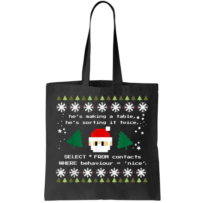 SQL Santa Claus Database Clause Developer Code DB Programmer Tote Bag