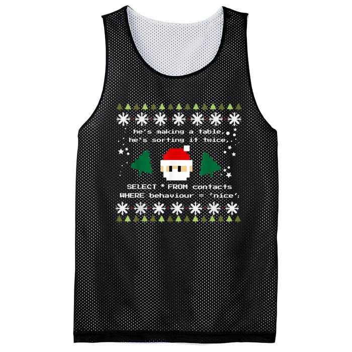 SQL Santa Claus Database Clause Developer Code DB Programmer Mesh Reversible Basketball Jersey Tank