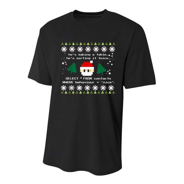 SQL Santa Claus Database Clause Developer Code DB Programmer Youth Performance Sprint T-Shirt