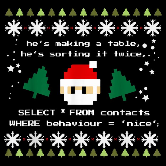 SQL Santa Claus Database Clause Developer Code DB Programmer Youth Performance Sprint T-Shirt