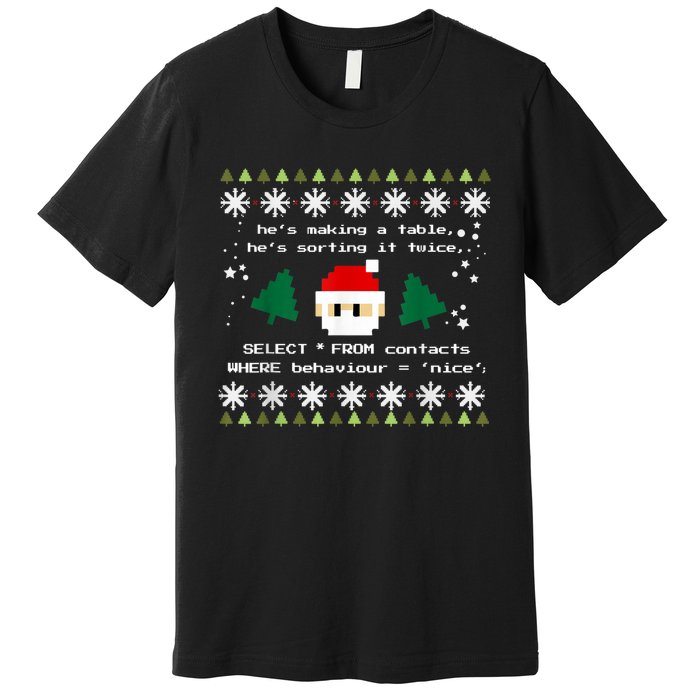 SQL Santa Claus Database Clause Developer Code DB Programmer Premium T-Shirt