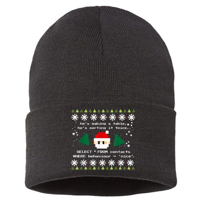 SQL Santa Claus Database Clause Developer Code DB Programmer Sustainable Knit Beanie