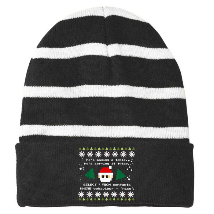 SQL Santa Claus Database Clause Developer Code DB Programmer Striped Beanie with Solid Band