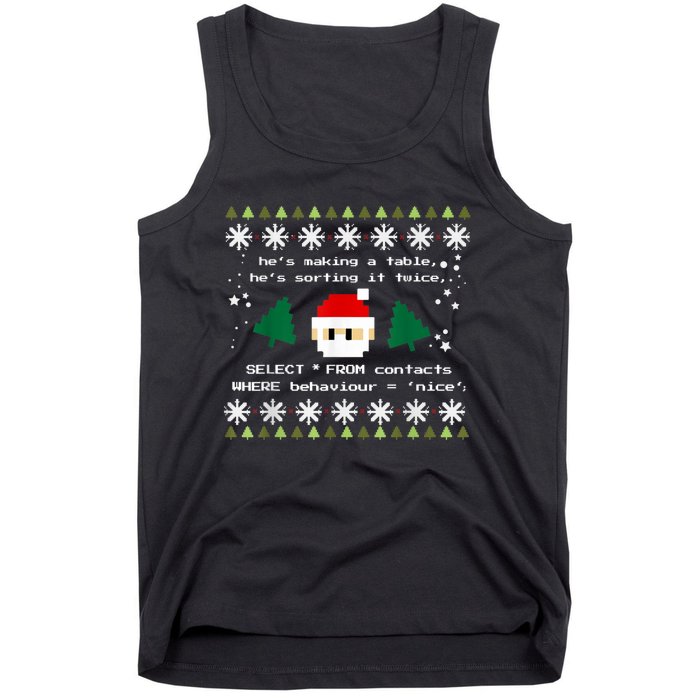 SQL Santa Claus Database Clause Developer Code DB Programmer Tank Top