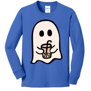 Spooky Season Cute Little Ghost Ice Coffee Halloween Funny Gift Kids Long Sleeve Shirt