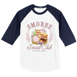 Smores Social Club Picnic Camping Camper Campfire Baseball Sleeve Shirt