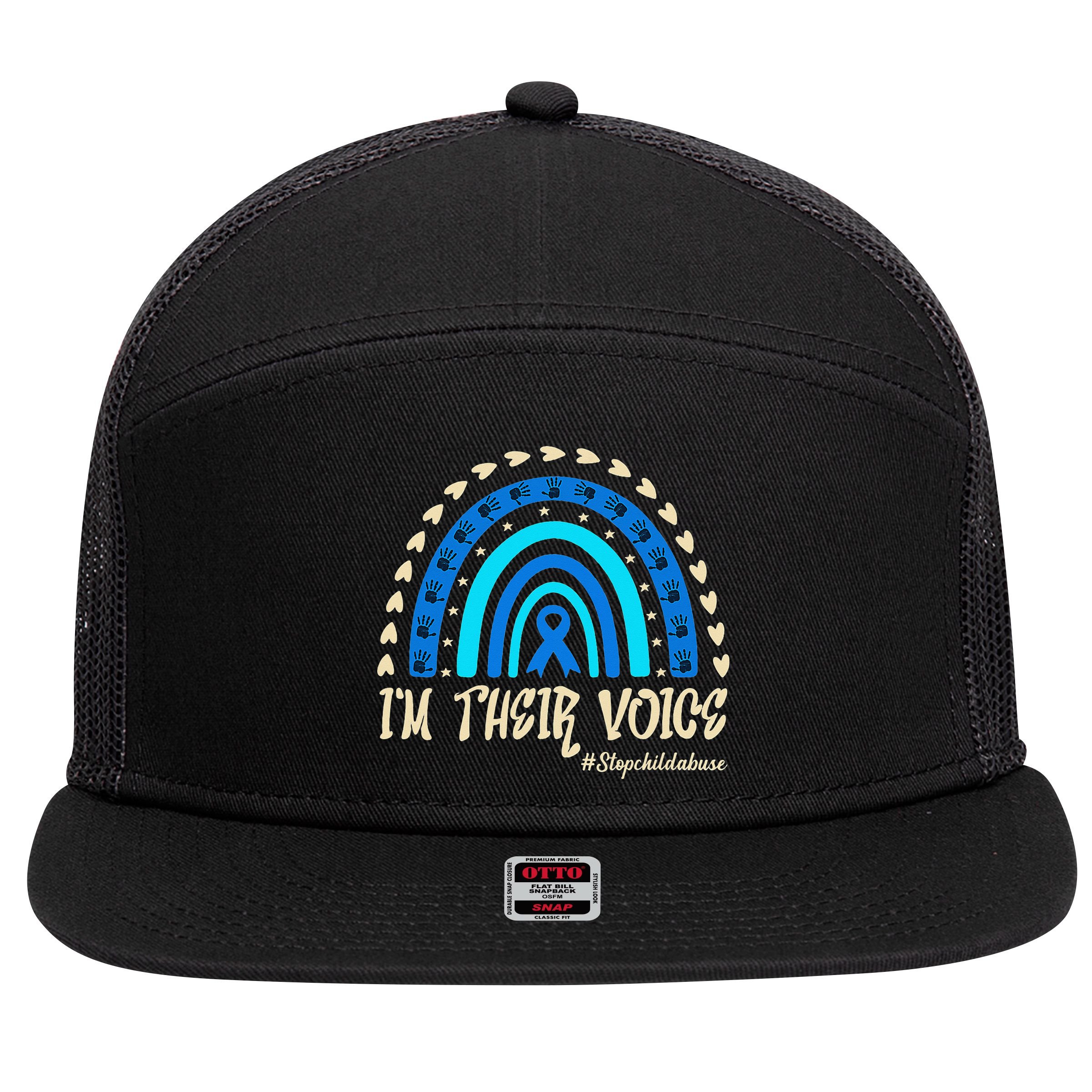 Support Squad Child Abuse Prevention Month Awareness April 7 Panel Mesh Trucker Snapback Hat
