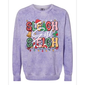 Sleigh Sleigh Christmas Retro Xmas Holiday Gift Colorblast Crewneck Sweatshirt