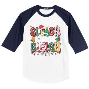 Sleigh Sleigh Christmas Retro Xmas Holiday Gift Baseball Sleeve Shirt