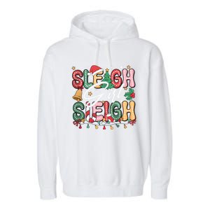 Sleigh Sleigh Christmas Retro Xmas Holiday Gift Garment-Dyed Fleece Hoodie