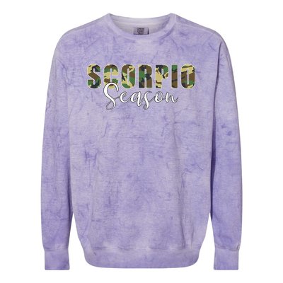 Scorpio Season Camo Zodiac Birthday Colorblast Crewneck Sweatshirt