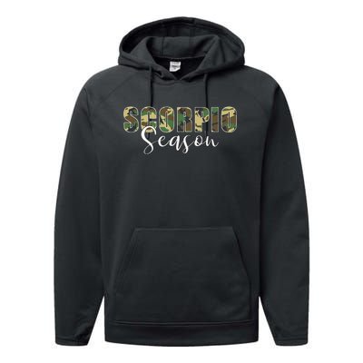 Scorpio Season Camo Zodiac Birthday Performance Fleece Hoodie