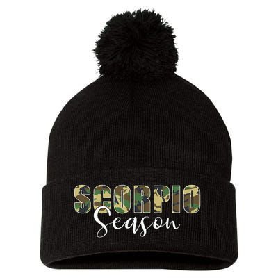 Scorpio Season Camo Zodiac Birthday Pom Pom 12in Knit Beanie