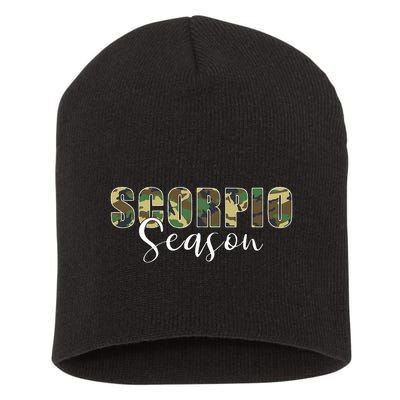 Scorpio Season Camo Zodiac Birthday Short Acrylic Beanie