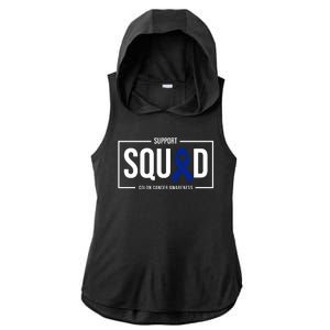 Support Squad Colon Cancer Awareness Ladies PosiCharge Tri-Blend Wicking Draft Hoodie Tank