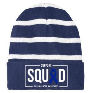 Support Squad Colon Cancer Awareness Striped Beanie with Solid Band