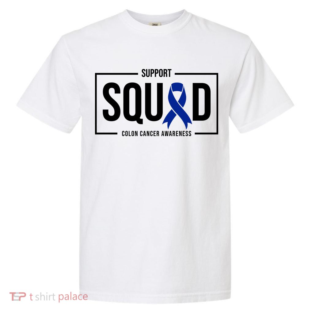 Support Squad Colon Cancer Awareness Garment-Dyed Heavyweight T-Shirt