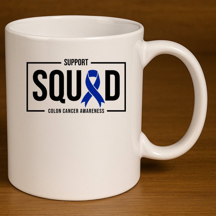 Support Squad Colon Cancer Awareness 11oz C Handle Ceramic Mug