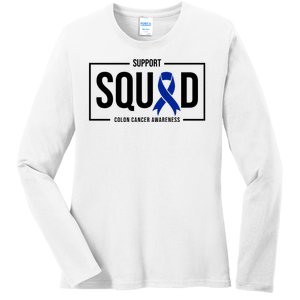 Support Squad Colon Cancer Awareness Ladies Long Sleeve Shirt