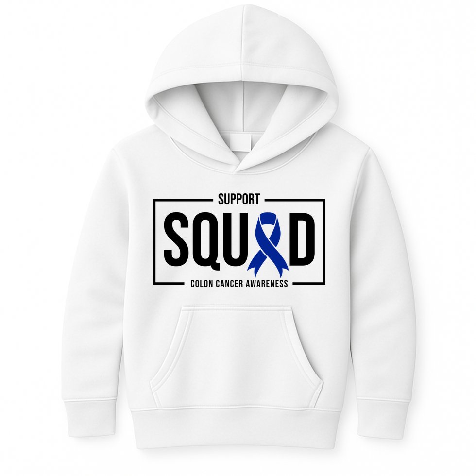 Support Squad Colon Cancer Awareness Kids Hoodie