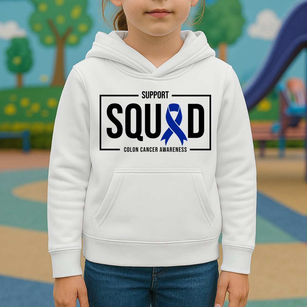 Support Squad Colon Cancer Awareness Kids Hoodie