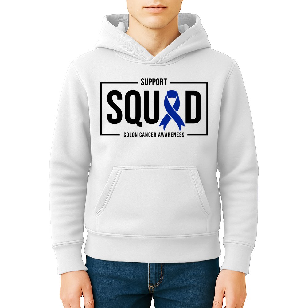 Support Squad Colon Cancer Awareness Kids Hoodie