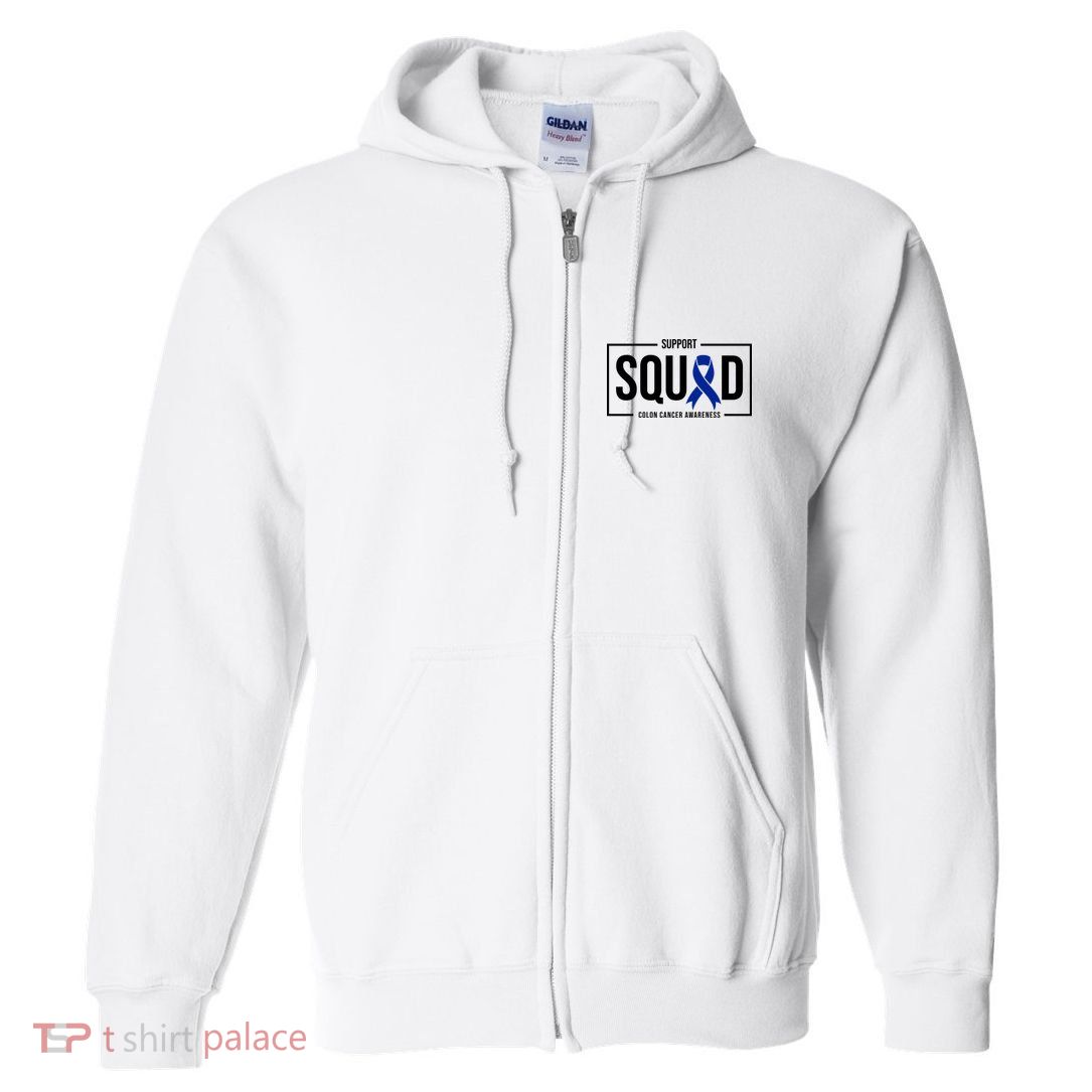 Support Squad Colon Cancer Awareness Full Zip Hoodie