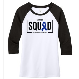 Support Squad Colon Cancer Awareness Women's Tri-Blend 3/4-Sleeve Raglan Shirt