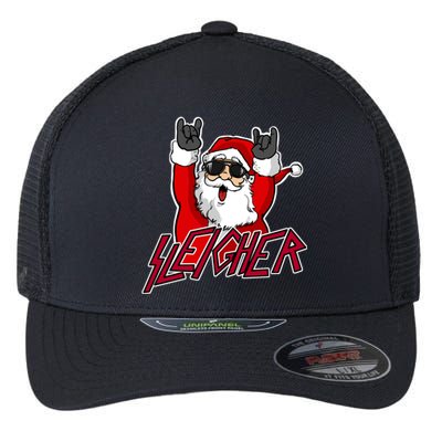 Sleigher Santa Claus Metal Christmas Funny Hail Santa Gift Flexfit Unipanel Trucker Cap