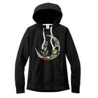 Sugar Skull Cat Moon Dia De Los Muertos Halloween Costume Women's Fleece Hoodie