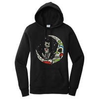 Sugar Skull Cat Moon Dia De Los Muertos Halloween Costume Women's Pullover Hoodie