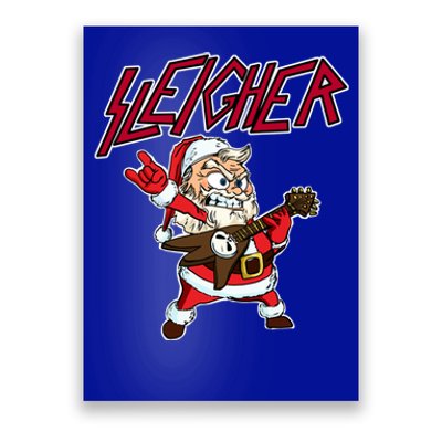 Sleigher Santa Claus Metal Christmas Funny Hail Santa Cool Gift Poster