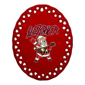 Sleigher Santa Claus Metal Christmas Funny Hail Santa Cool Gift Ceramic Oval Ornament