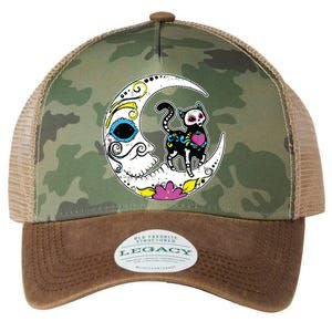 Sugar Skull Cat Moon Dia De Los Muertos Mexican Day Of Dead Legacy Tie Dye Trucker Hat