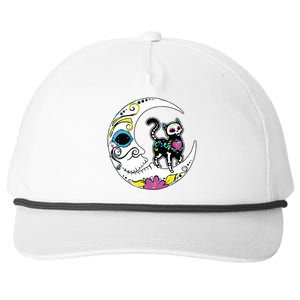 Sugar Skull Cat Moon Dia De Los Muertos Mexican Day Of Dead Snapback Five-Panel Rope Hat