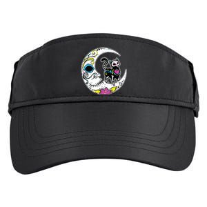 Sugar Skull Cat Moon Dia De Los Muertos Mexican Day Of Dead Adult Drive Performance Visor